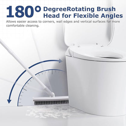 Grout Brush with Long Handle, Floor Cleaning Scrubber with Stiff Bristles for Tile Line, Shower, Crevice, Bathroom, Kitchen and Hard-to-Reach Corners