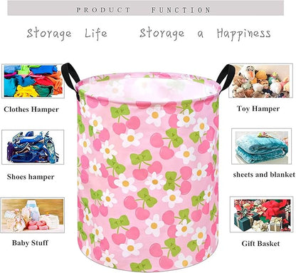 KUNRO Round Laundry Gift Basket Storage Hamper Clothes Storage Basket Organizer Bin with Handles for Nursery Room