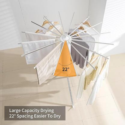Clothes Drying Rack Tripod Aluminum-16rods,Portable Foldable Drying Rack,Drying Rack Clothing for Laundry Bedroom Household