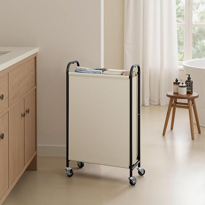GRANNY SAYS 80L Slim Laundry Hamper with Wheels, Fabric Rolling Laundry Basket, Narrow Clothes Organizer, Tall Hamper for Closet, Laundry Room, Bathroom, Beige