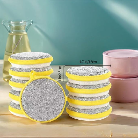 Double Sided Dish Sponges, Extra Thick 2.5cm Scrub Sponges Non Scratch for Kitchen, Heavy Duty Scouring Pads with Handle Hole for Dish Washing, Sink & Stove Cleaning (10 Pack)