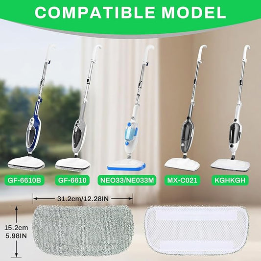 6 Pack Steam Mop Pads Compatible with GorFanty GF-6610B/GF-6610, Neugo NE033/NE033M & Mxnsewr Series, Floor Steamer Pads, Washable Reusable Microfiber Cleaner Pads