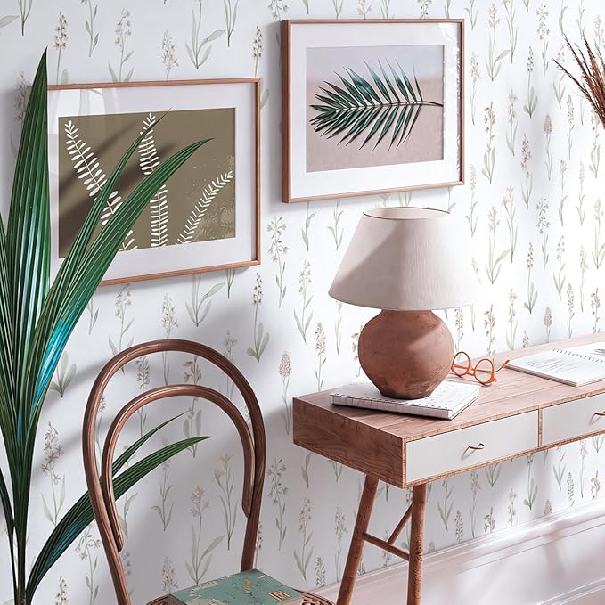 Wudnaye Beige Peel and Stick Wallpaper Floral Contact Paper 16.9in×393in Neutral Beige Contact Paper Cream Floral Wallpaper Self Adhesive Waterproof for Bathroom Bedroom Nursery Decor Walls Vinyl