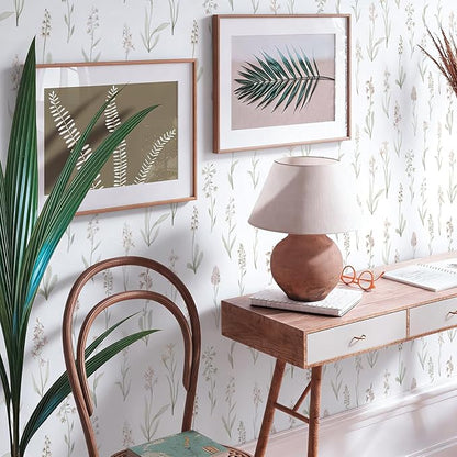 Wudnaye Beige Peel and Stick Wallpaper Floral Contact Paper 16.9in×118.1in Neutral Beige Contact Paper Cream Floral Wallpaper Self Adhesive Waterproof for Bathroom Bedroom Nursery Decor Walls Vinyl