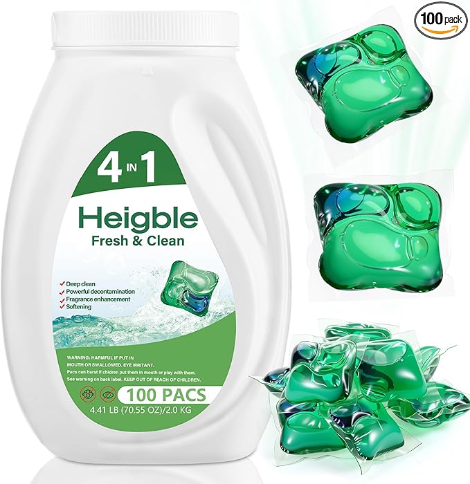 100 Count Concentrated Laundry Detergent Pods Bulk 4 in 1 Laundry Detergent Pods Remover Cleaning Fragrance Enhancement Softening