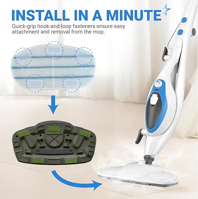 BlueStars 6-Pack Replacement Steam Mop Pads - Compatible for PurSteam ThermaPro 10-in-1 Steam Mop – Washable and Reusable Replacement Pads, Microfiber Pads for ThermaPro 211 10-in-1 Steam Mop Cleaners