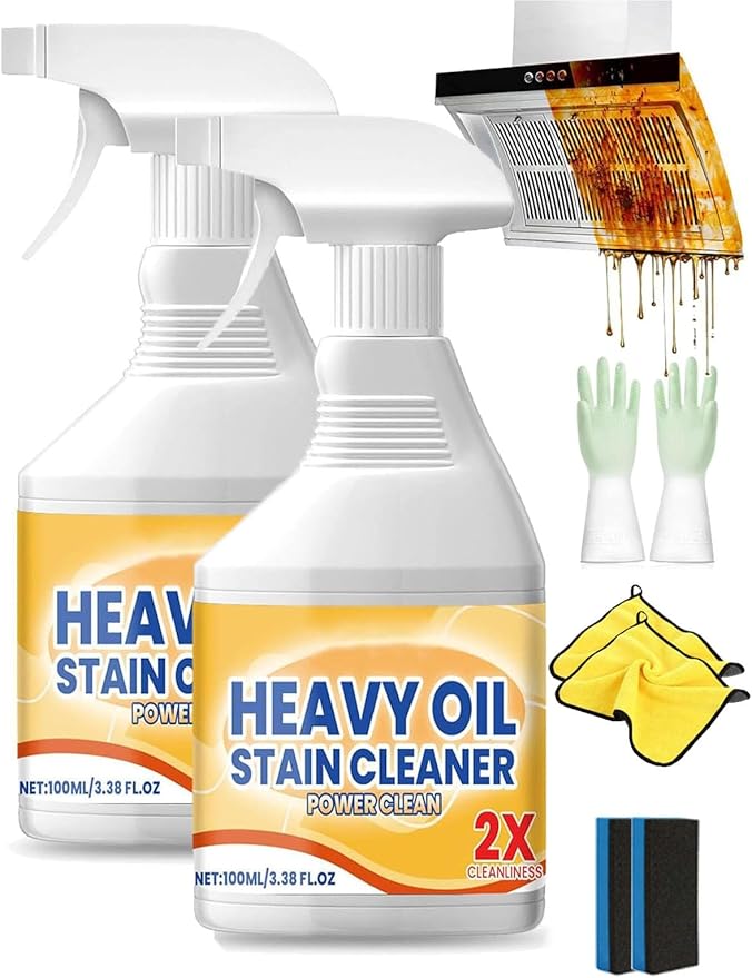 Kitchen Cabinet Cleaners and Polishers, Kitchen Heavy Oil Cleaner Spray, Upgrade All Purpose Kitchens Heavy Oil Cleaning Agent, Heav𝐲 Duty Degreaser for Stove,Oven,Dishwasher, Tiles (2PCS)