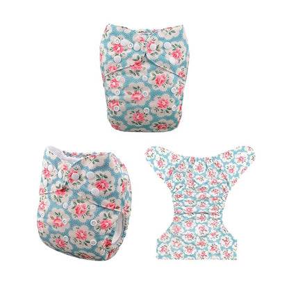 babygoal Reusable Cloth Diapers for Girls, Adjustable Washable Nappy 6pcs+ 6pcs Microfiber Inserts+One Wet Bag 6YDG08