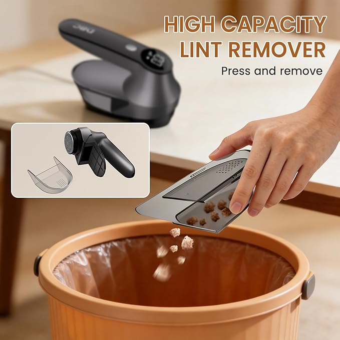 DBC Rechargeable Fabric Shaver,3-Speed Lint Remover for Clothes LED Display, 15000r/Min Powerful Motor, Large Shaving Head Lint Shaver for Clothes, 6-Leaf Blades, Lint Ball, Furniture, Fuzz