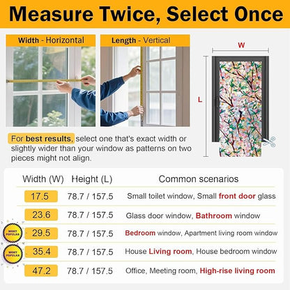 Rainbow Window Privacy Film Decorative, 3D Decals Stained Glass Clings, Static Cling Sticker, Suncatcher Windows Cover Tint for Home, 35.4 Inch x 78.7 Inch