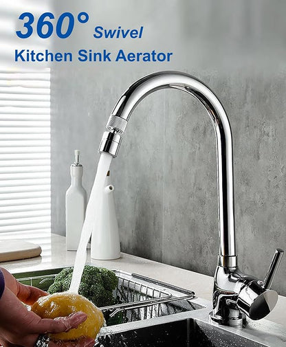 Faucet Aerator 360° Swivel Kitchen Sink Aerator, Dual-function 2-Flow Female 55/64 in-27UNS Chrome Solid Brass Faucet Sprayer Attachment with 15/16 in Male Threaded Adapter for Bathroom Sink Filter
