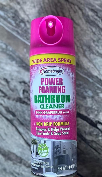 Power Foaming Bathroom Cleaner, Wide Area Spray, Pink Grapefruit Scent, 10 oz