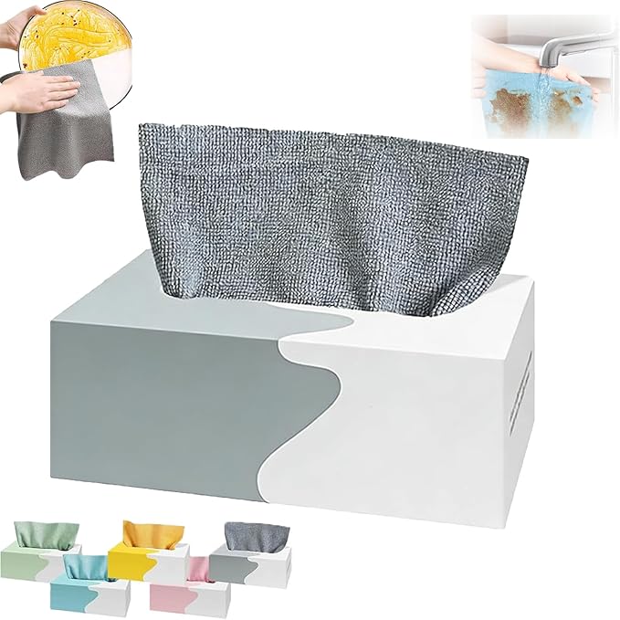 Pull-Out Microfiber Cleaning Cloths in Box, 2026 New 20 Pieces Pull-Out Cleaning Cloths, Reusable Cleaning Rags, Soft Absorbent Cloths, Streak-Free Wipes, Suitable for Kitchen Car Care (Gray)