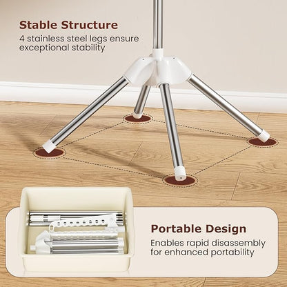 Abiglifty Rotatable and Foldable Clothes Drying Rack, Space Saving Free Standing Laundry Drying Rack for Indoor, Balcony, 1 Layer