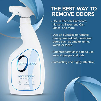 Zero Odor - Multi-Purpose Strong Odor Eliminator for Home, Office, Car, Bathroom, Hotel, Room Deodorizer, and Odor Neutralizer, 22Oz (Pack of 2)