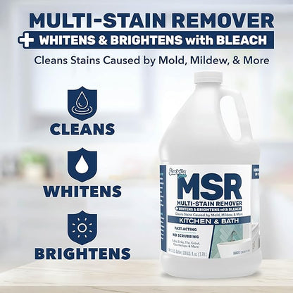 STAR BRITE Home MSR Multi-Stain Remover with Bleach - Fast-Acting Cleaner for Kitchen & Bath - Whitens, Brightens and Removes Stains and Scum on Grout, Tile, Sinks and Countertops