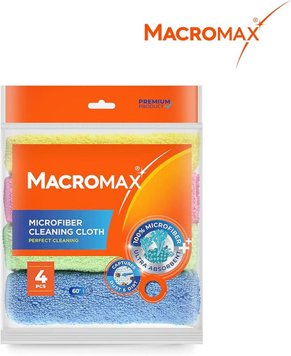 Microfiber Cleaning Cloth – Pack of 4 – Ultra Absorbent Lint‑Free Reusable Towels for Kitchen, Glass, Counters, Furniture – Soft Non‑Scratch Microfiber