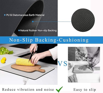 Dish Drying Mat for Kitchen Counter,Drying Mat for Dish Rack,Absorbent Hide Stain Rubber Mat,Coffee Mat, Kitchen Counter Mat (Light Gray, 18"x24")