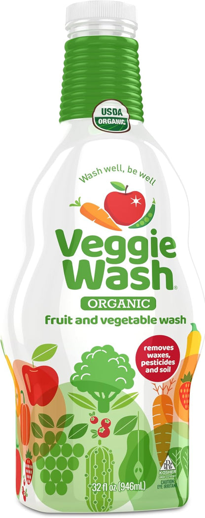 Veggie Wash Organic Fruit and Vegetable Wash Refill, Certified Organic, Ideal for Cleaning Produce, 32 Fluid Ounce, Pack of 2