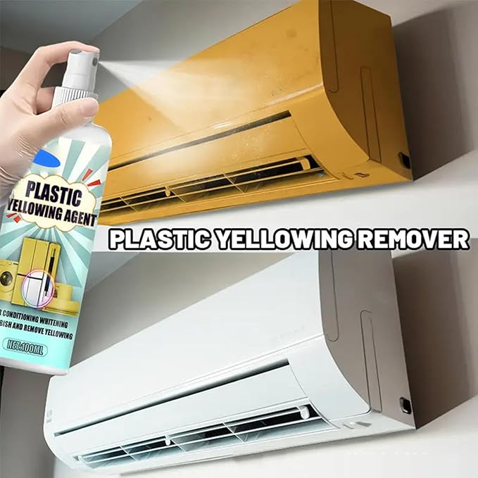 Plastic Yellowing Restorer Kit,Multi-Purpose Whitening Cleaner Spray for Air Conditioners,Toilet Seats,Household Appliances,Restores Whiteness with Cleaning Cloth (clear)
