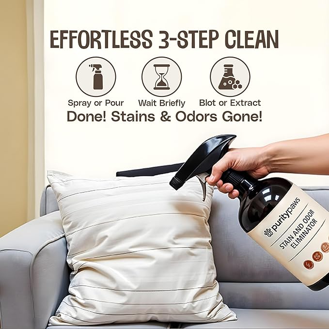 Pet Stain & Odor Remover – Enzyme Cleaner for Dog & Cat Urine, Feces & Vomit – Carpet, Upholstery, Mattress & Tile – Non-Toxic, Pet Safe – 500ml
