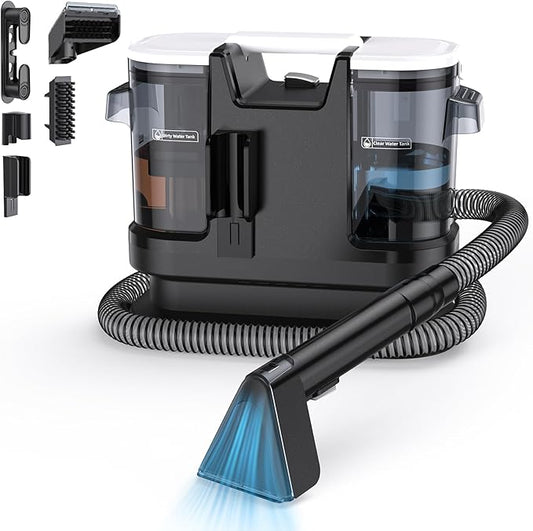 Lubluelu Upholstery Cleaner Machine 600W Motor - 20Kpa Suction, Portable Handheld Carpet Cleaner with Self-Cleaning and Long Hose for Pet Stains, Couch, Car Seats and Area Rugs