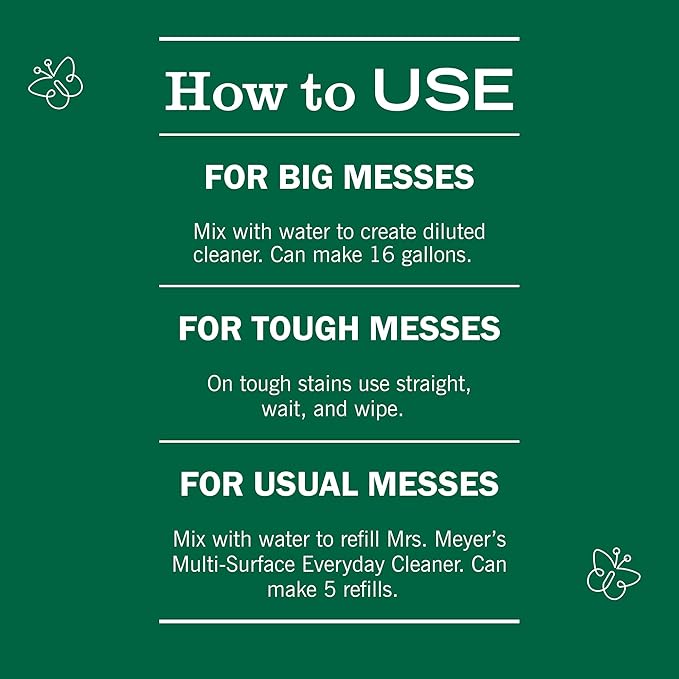 Mrs. MEYER'S CLEAN DAY Multi-Surface Cleaner Concentrate, Use to Clean Floors, Tile, Counters, Lavender, 32 fl. oz