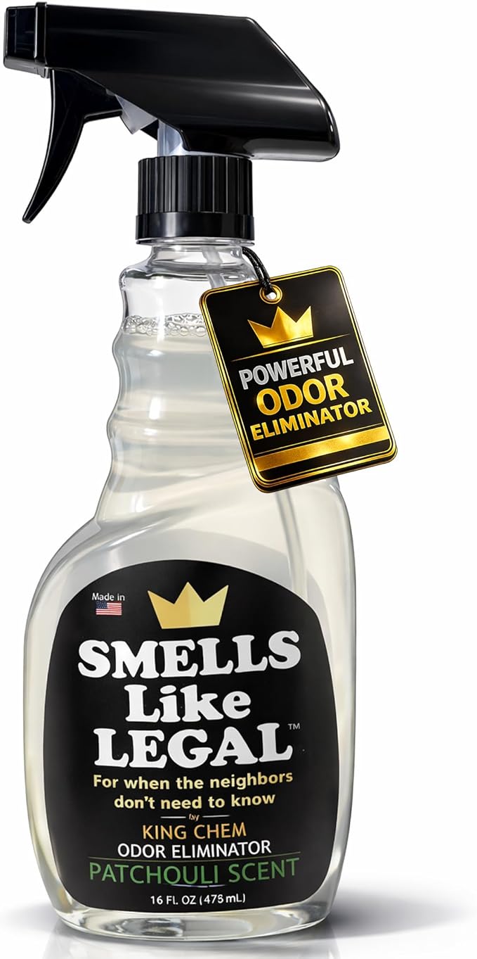 Smells Like Legal™ Patchouli Odor Eliminator Spray – Powerful Commercial-Grade – Eliminates Smoke, Pet & Food Odors at source – Fabric-Safe, Non-Staining – Biodegradable Air & Fabric Freshener – 16 oz
