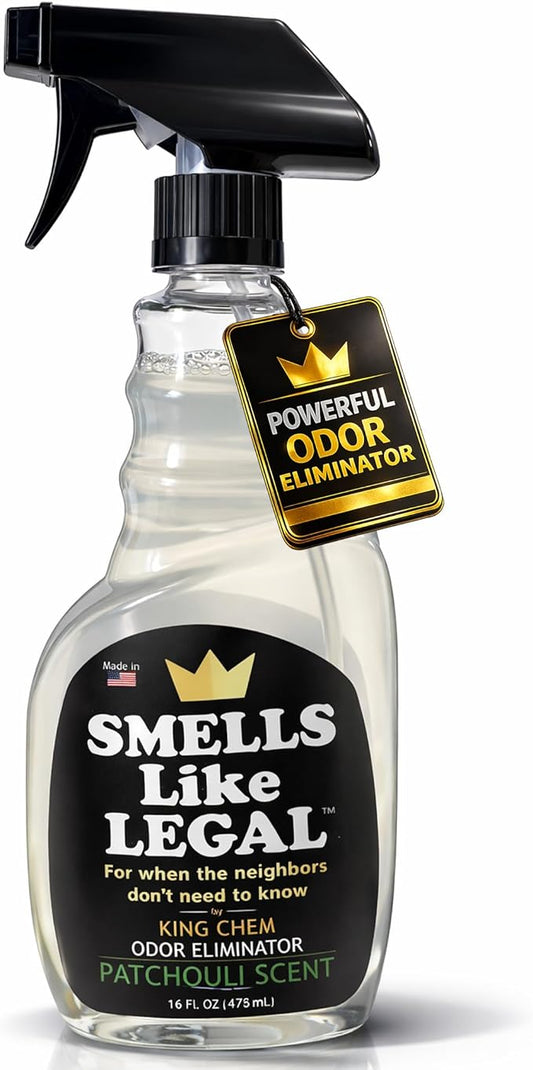 Smells Like Legal™ Patchouli Odor Eliminator Spray – Powerful Commercial-Grade – Eliminates Smoke, Pet & Food Odors at source – Fabric-Safe, Non-Staining – Biodegradable Air & Fabric Freshener – 16 oz