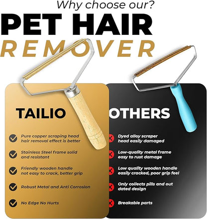 Pet Hair Remover – Multi Fabric Edge Carpet Rake Scraper with Rust-Resistant Copper Blade – Cat and Dog Hair Remover for Couch, Rugs, Car & Furniture (2 Pack)