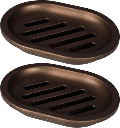 Topsky 2 Pcs Soap Dish for Shower, Double Layer Draining Soap Box with Drip Tray, Plastic - Bronze