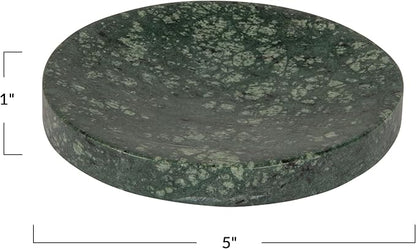 Creative Co-Op Marble Round Soapdish, Green