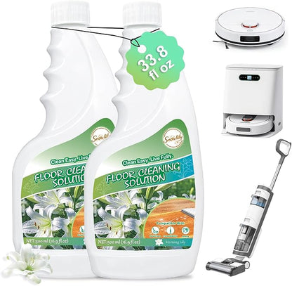 Snowlily 2 Pack Floor Cleaner Solution for Hardwood & Tile Floors, Compatible with Roborock, All Robot Vacuum Mops & Wet Dry Vacuum Cleaners, Deep Cleans For Multiple Hard Floors