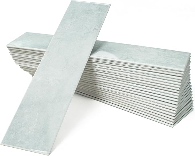COLAMO Luxury 22PCS Grey Peel and Stick Backsplash Tile, Glossy Tiles Stick On Backsplash for Kitchen, Self Adhesive Brick Tiles for Bedroom, Bathroom, Fireplace, Accent Wall