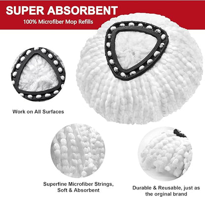 2 Pack Mop Replacement Heads for O-Cedar Spin Mop, Microfiber Spin Mop Refills, Easy Cleaning Mop Head Replacement Refill