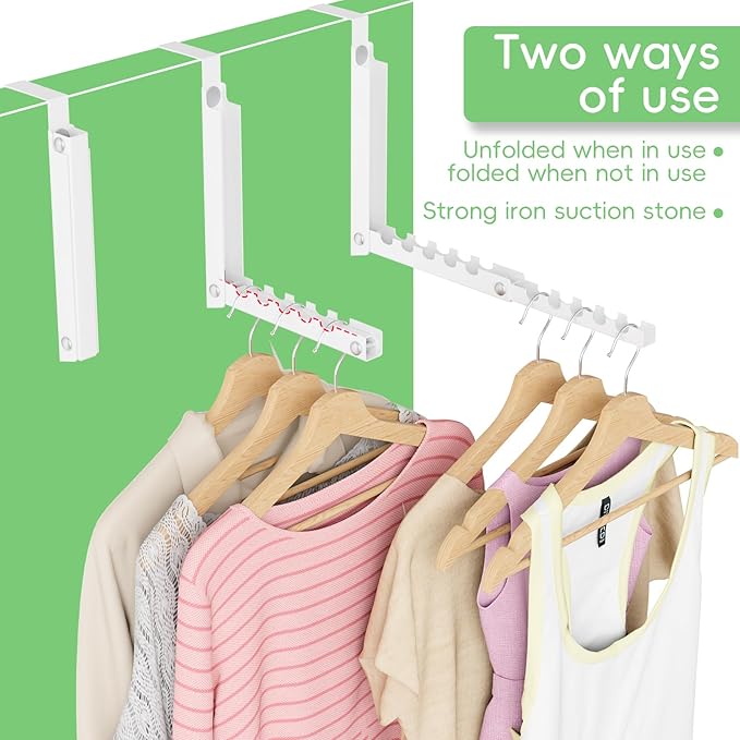 Over Door Hanger,Over the Door Clothes Hanger with 10 Ridges,Space-Saving Over the Door Drying Rack,Door Hooks for Hanging Clothes,Larger Capacity Over the Door Hanger (1, White)