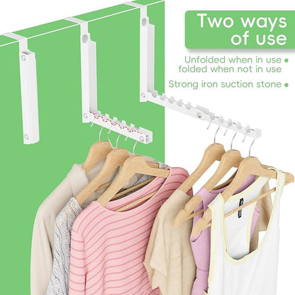 Over Door Hanger,Over the Door Clothes Hanger with 10 Ridges,Space-Saving Over the Door Drying Rack,Door Hooks for Hanging Clothes,Larger Capacity Over the Door Hanger (1, White)