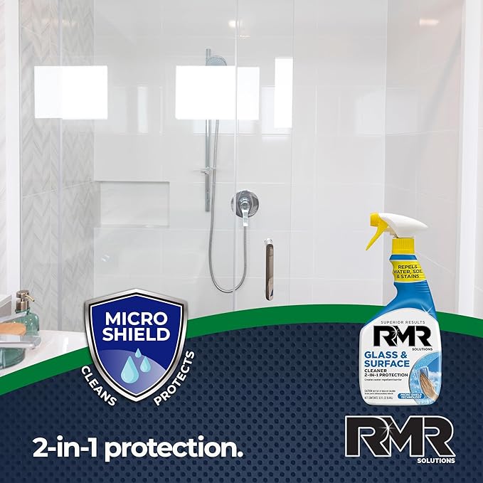 RMR Surface Renewal System – Instant Stain Remover + Glass & Surface Cleaner/Protectant, Indoor/Outdoor Cleaning Kit for Mirror, Screen, Furniture, Siding, & Deck, 2–32 Oz Bottles