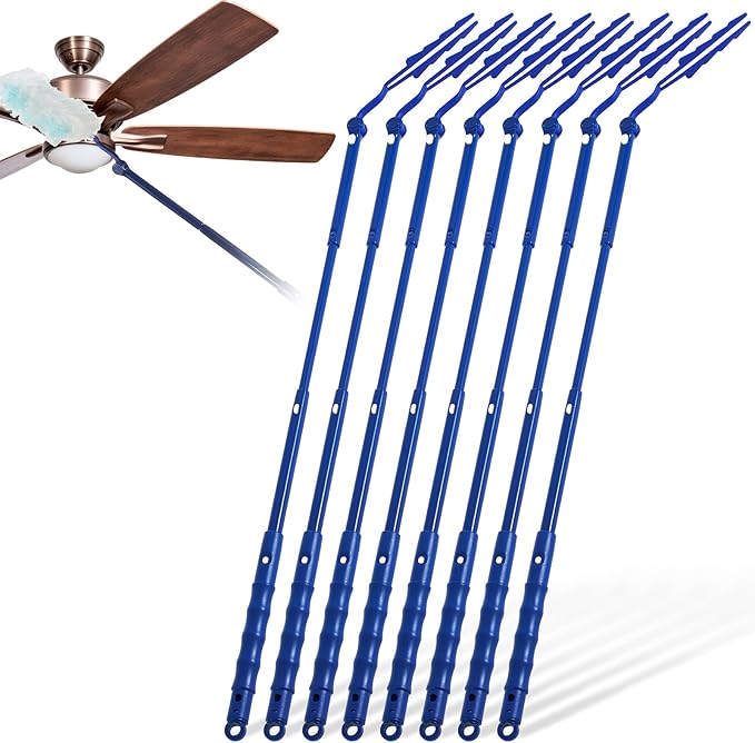 Colingmill 8 Pcs 3 ft Replacement Handles Compatible with Duster Refills, Extendable Long Extended Handle Only, Adjustable Length for Ceiling Fans, Blinds, Shelves, Windows (Blue)