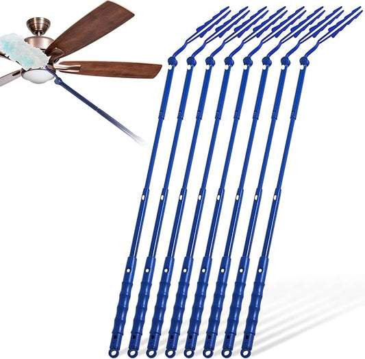 Colingmill 8 Pcs 3 ft Replacement Handles Compatible with Duster Refills, Extendable Long Extended Handle Only, Adjustable Length for Ceiling Fans, Blinds, Shelves, Windows (Blue)