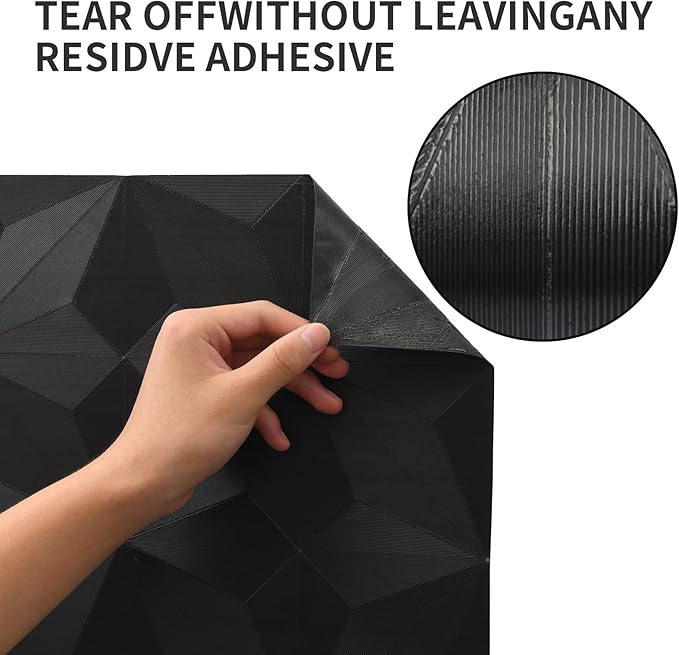 3D Peel and Stick Wallpaper Black Contact Paper 15.7'' X 118'' Wall Paper Renter Friendly Wallpaper SOR Cabinets and Drawers Removable Vinyl Wrap Modern Geometric Wallpaper Self Adhesive