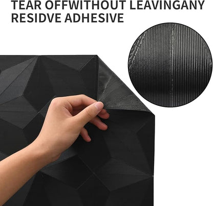 3D Peel and Stick Wallpaper Black Contact Paper 15.7'' X 118'' Wall Paper Renter Friendly Wallpaper SOR Cabinets and Drawers Removable Vinyl Wrap Modern Geometric Wallpaper Self Adhesive