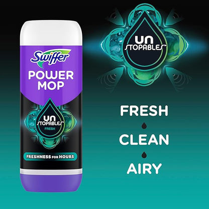 Swiffer PowerMop Floor Cleaning Solution with Unstopables Fresh Scent, PowerMop Refills, Floor Cleaner for Mopping, 25.3 fl oz, 2 Pack