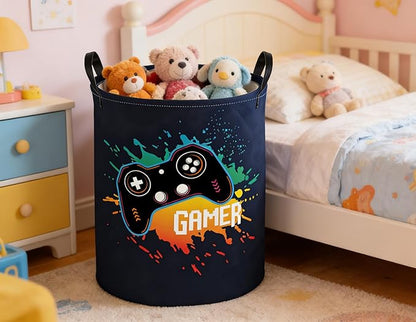 Kids Laundry Basket Game Hamper for Nursery Boys Hamper Cute Kids Storage Bin Room Decor for Home(Game)