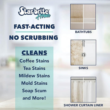 STAR BRITE Home MSR Multi-Stain Remover with Bleach - Fast-Acting Cleaner for Kitchen & Bath - Whitens, Brightens and Removes Stains and Scum on Grout, Tile, Sinks and Countertops