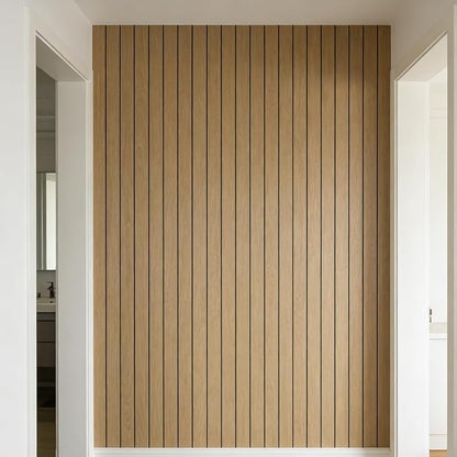 Abyssaly PVC Peel and Stick Wall Panels, 236"x15.7" Faux 3D Wood Slat Wallpaper, Soundproof Waterproof Self-Adhesive Paneling, Thickened Wood Grain Wall Decor for Living Room Bedroom Kitchen (Brown)