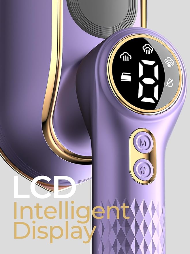 Portable Travel Steamer, 1200W Handheld Fabric Steamer for Clothes, 4Modes with LCD Display, Powerful Wrinkle Remover for Home & Travel, 150ml Water Tank, 10S Fast Heat-Up, 180°Swivel Handle, Purple