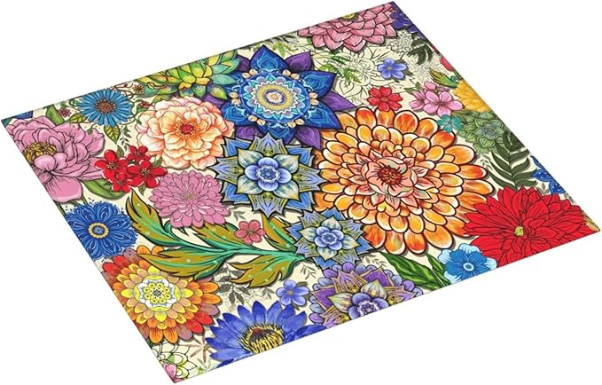 Boho Floral Dish Drying Mats for Kitchen Counter, Absorbent Microfiber Colorful Drying Pad for Dishes, Spring Easter Washable Decorative Kitchen Mat for Dining Area Sink, Home Decor, 16" x 18"