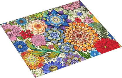 Boho Floral Dish Drying Mats for Kitchen Counter, Absorbent Microfiber Colorful Drying Pad for Dishes, Spring Easter Washable Decorative Kitchen Mat for Dining Area Sink, Home Decor, 16" x 18"
