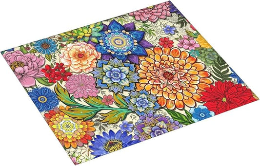 Boho Floral Dish Drying Mats for Kitchen Counter, Absorbent Microfiber Colorful Drying Pad for Dishes, Spring Easter Washable Decorative Kitchen Mat for Dining Area Sink, Home Decor, 16" x 18"